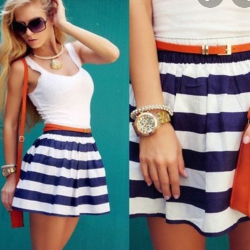 Hollister Striped Green Mini Skirt Small